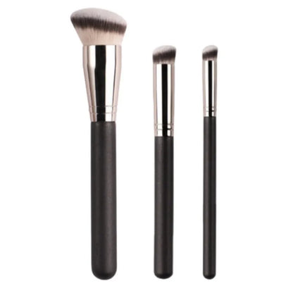 Kit con 3 brochas para corrector: tamaño pequeño, mediano y grande | Brochas profesionales para corregir y cubrir acné, imperfecciones y ojeras