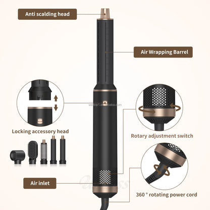 Secador de Cabelo Profissional 5 em 1 | 1000W | Escova Alisadora Térmica | Modelador e Volumizador | Styling Completo