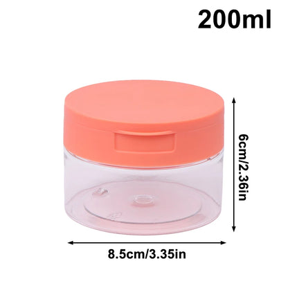 Frasco redondo para discos de algodón de 200 a 350 ml con pinzas – Recipiente transparente de boca ancha | Frasco para guardar discos de maquillaje, lociones y productos de belleza