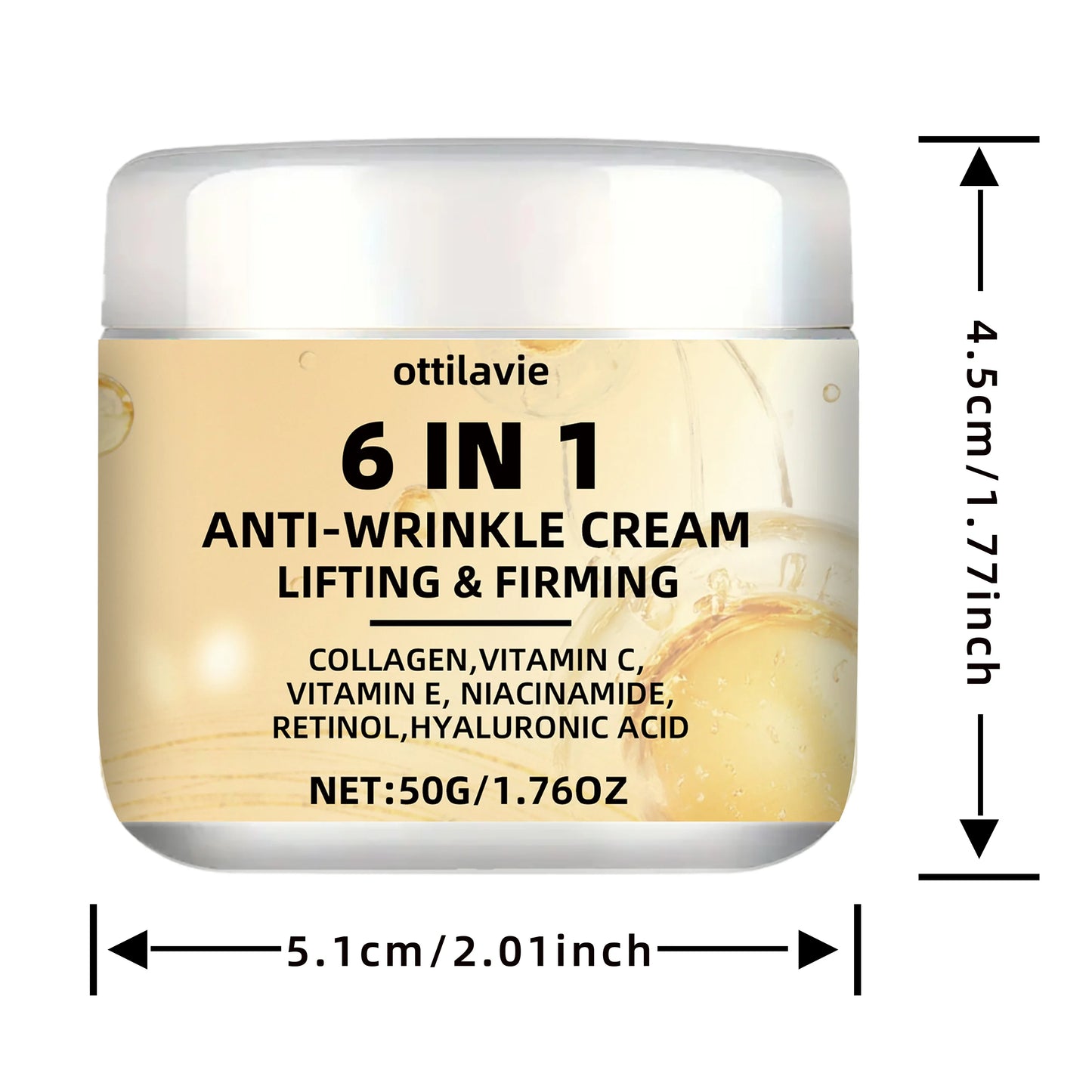 Creme Firmeza Instantânea Ottilavie 6 em 1 – Hidrata, Firma e Suaviza | Não Oleoso | Todos os Tipos de Pele