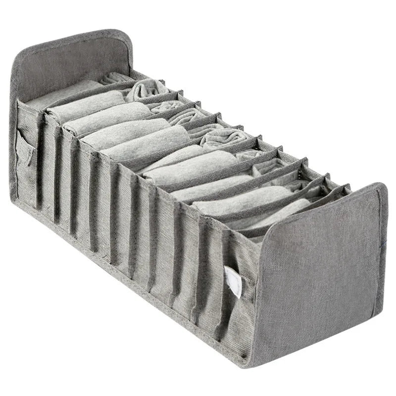 Organizador de Gavetas para Meias e Roupa Interior | Caixa Separadora com 7 Divisórias | Organizador Dobrável para Sutiãs, Calças e Jeans | Ideal para Quarto, Roupeiro e Dormitório
