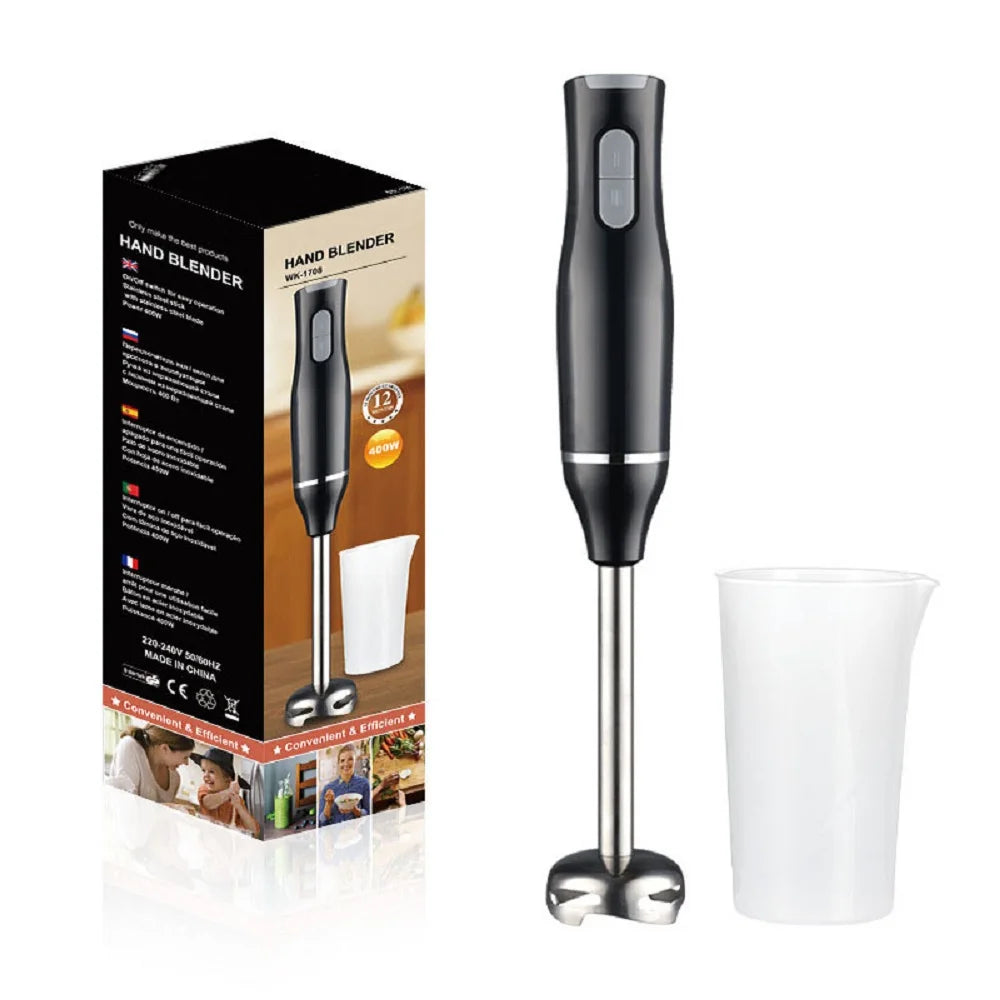 Varinha Mágica Elétrica 400W - Liquidificador Manual 2 Velocidades Frutas Vegetais Aço Inox