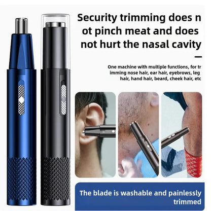 Rechargeable Electric Nose and Ear Trimmer - Safe and Painless for Men's Facial Care