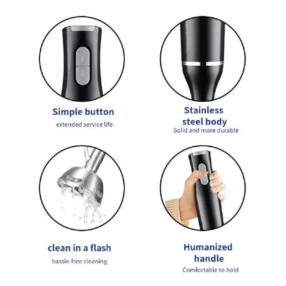 Varinha Mágica Elétrica 400W - Liquidificador Manual 2 Velocidades Frutas Vegetais Aço Inox