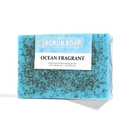 Jabón artesanal de sal marina (100 g): elimina el acné, limpieza profunda, partículas de nuez, hidratante, iluminador, glicerina.