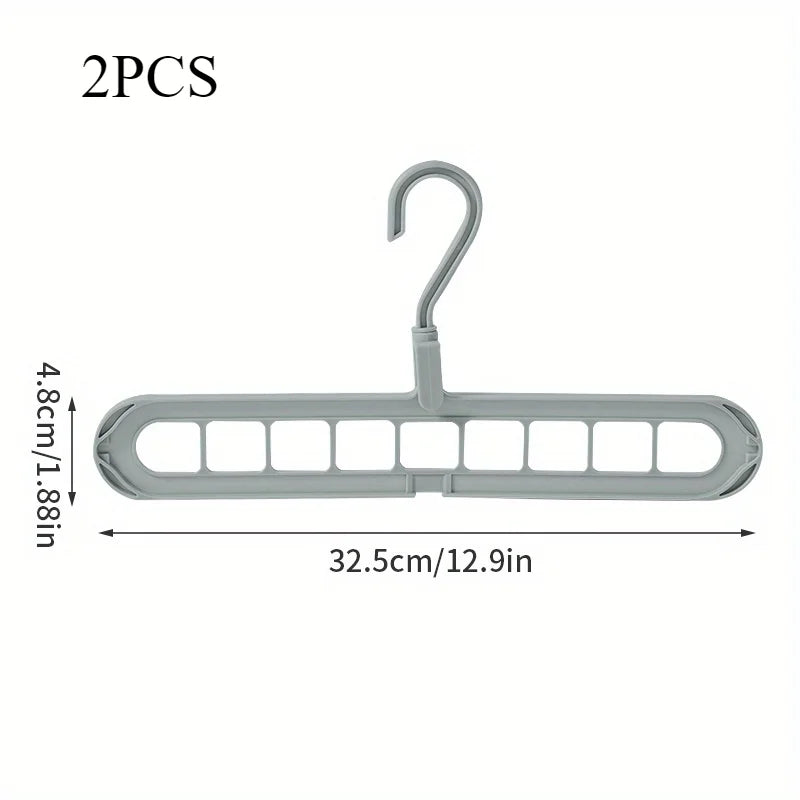 2 ou 4 Peças – Cabide Multifuncional Dobrável e Reutilizável | Suporte com Nove Orifícios para Organização de Roupas | Cabide em Plástico para Uso Doméstico – Vermelho & Verde