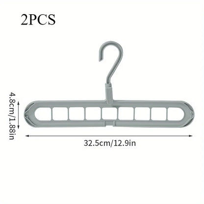 2 ou 4 Peças – Cabide Multifuncional Dobrável e Reutilizável | Suporte com Nove Orifícios para Organização de Roupas | Cabide em Plástico para Uso Doméstico – Vermelho & Verde