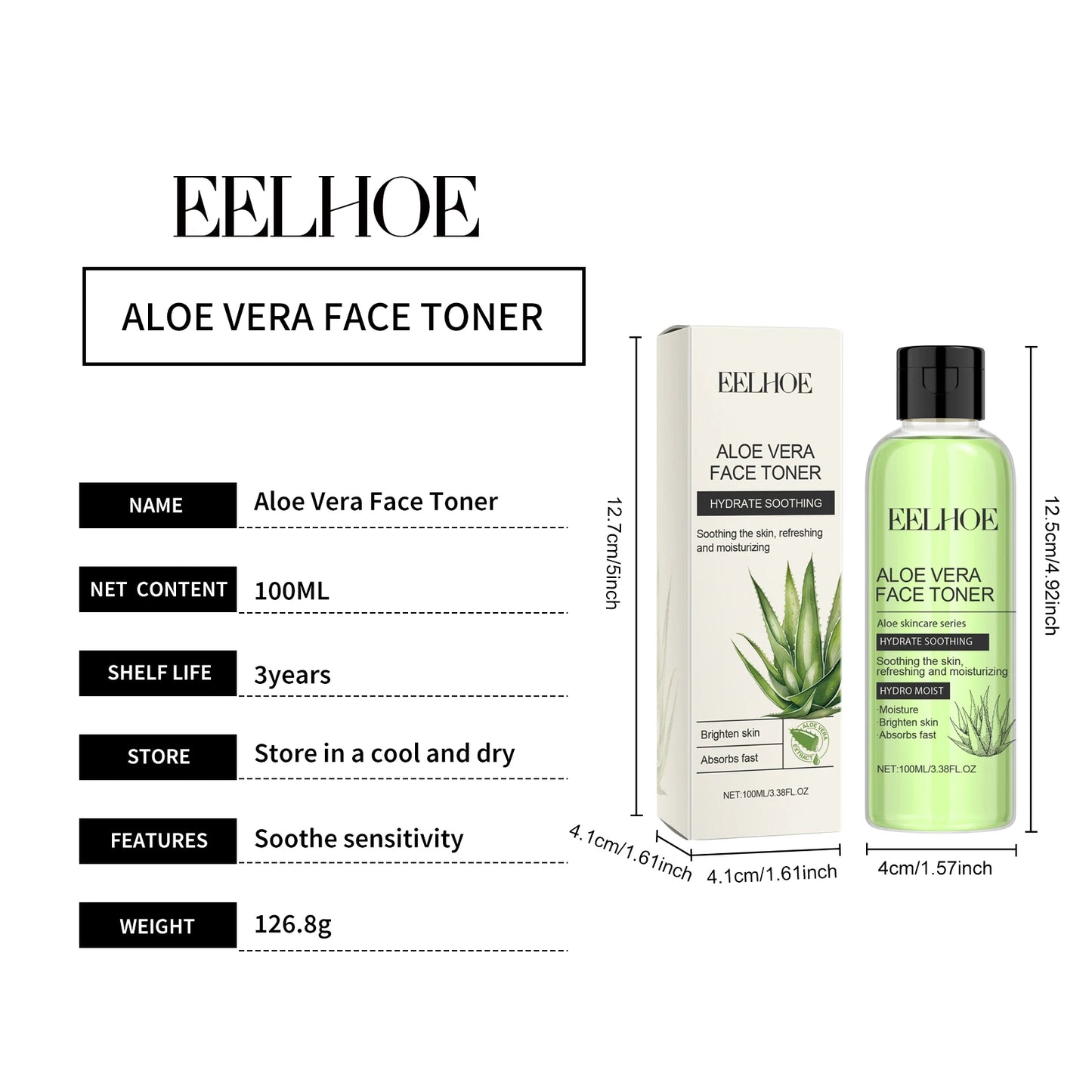 Aloe Vera Facial Toner 100ml - Moisturizing, Oil Control, Refreshing
