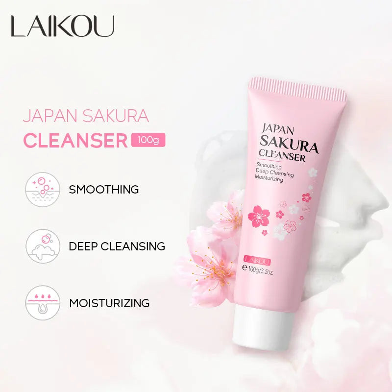 Gel Limpiador LAIKOU Sakura 100 g: Control de grasa, Hidratación duradera, Limpieza profunda, Poros