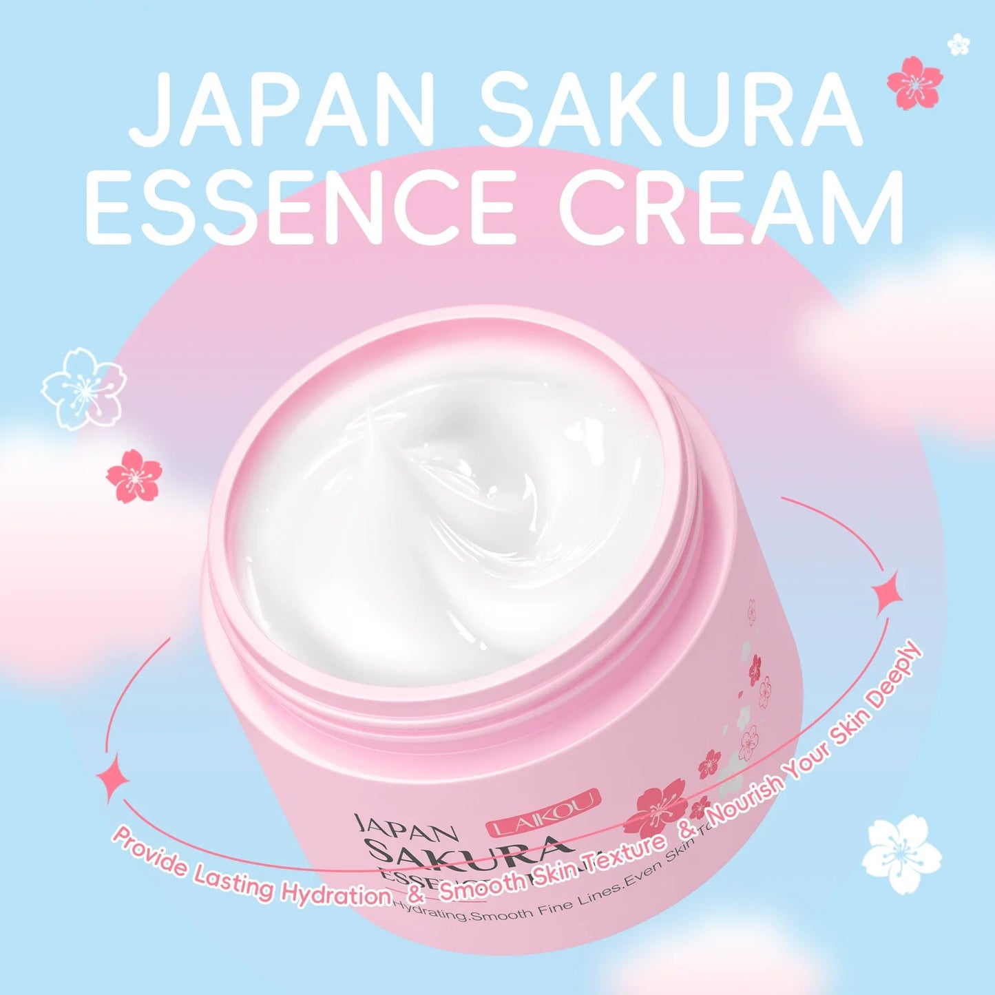 Crema facial LAIKOU Sakura Japan: hidratante, iluminadora, nutritiva, control de grasa y reparadora.