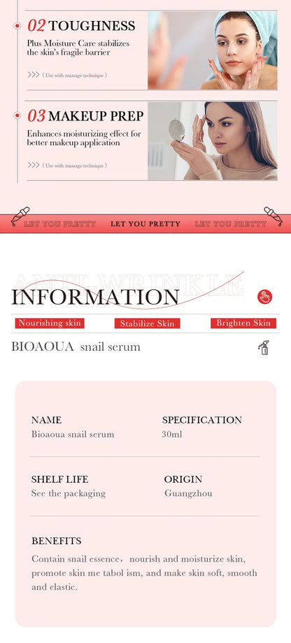 Conjunto BIOAQUA Caracol Anti-Idade - Sérum Facial Creme Olhos Hidratante Iluminador