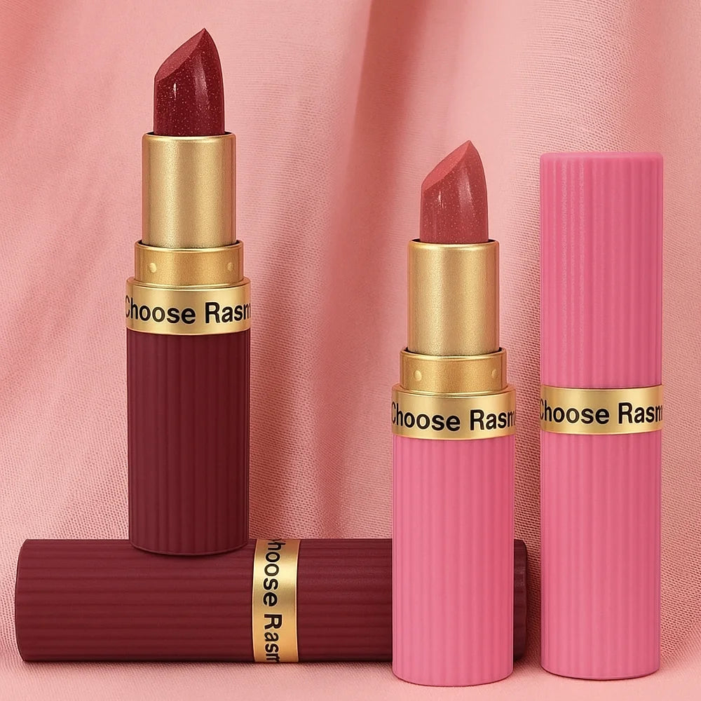 Labial de terciopelo rosa perlado con purpurina: metálico, resistente al agua, de larga duración, acabado mate, diamante brillante.