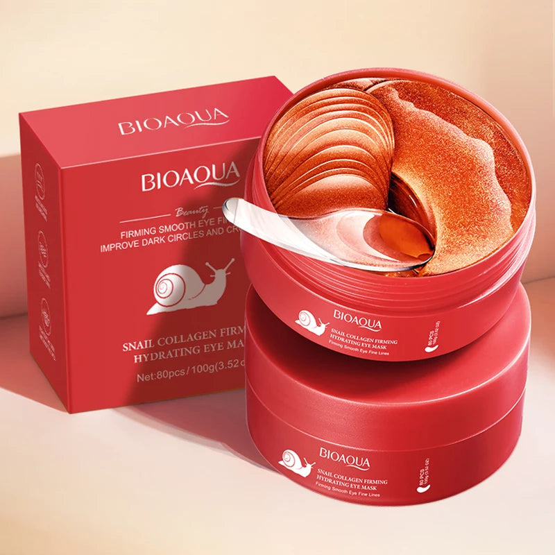 Mascarillas para ojos BIOAQUA (80 unidades) con colágeno de caracol: antiojeras, bolsas y arrugas, hidratantes y antiedad.
