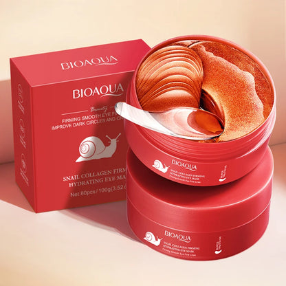 Mascarillas para ojos BIOAQUA (80 unidades) con colágeno de caracol: antiojeras, bolsas y arrugas, hidratantes y antiedad.