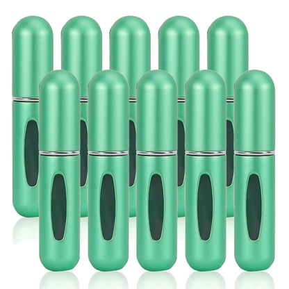 Kit de 10 botellas de perfume rellenables de 5 ml (vacías y rellenables) para viajes, cosméticos y cuadernos.