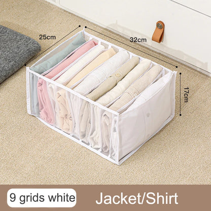 Organizador de Gavetas para Meias e Roupa Interior | Caixa Separadora com 7 Divisórias | Organizador Dobrável para Sutiãs, Calças e Jeans | Ideal para Quarto, Roupeiro e Dormitório