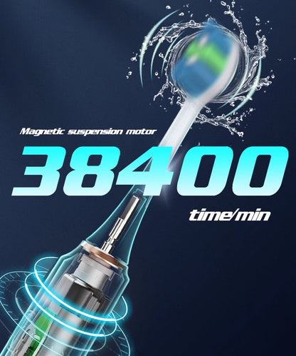 Cepillo de dientes eléctrico sónico con 6 cabezales: temporizador inteligente y blanqueamiento dental.