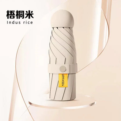 Guarda-Sol Anti-UV Dupla Função Compacto – Chapéu Chuva Proteção Solar UPF50+ Dobrável Mini Cápsula