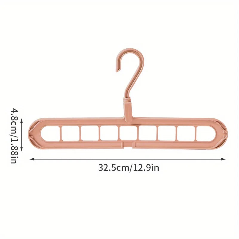 2 ou 4 Peças – Cabide Multifuncional Dobrável e Reutilizável | Suporte com Nove Orifícios para Organização de Roupas | Cabide em Plástico para Uso Doméstico – Vermelho & Verde