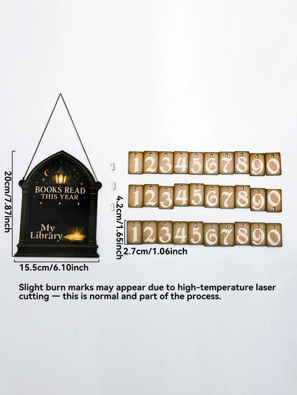 Contador Livros Lidos Decoração Parede - Design Gótico Lanterna Lua Biblioteca Presente Leitores