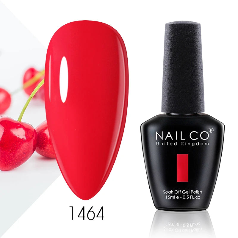 NAILCO Gel Nail Polish 15ml Dark Red Series – UV Glitter Colors Professional Semi-Permanent Manicure