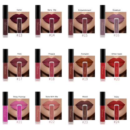 Labial líquido mate, 34 colores, resistente al agua: duradero e hidratante para unos labios perfectos.