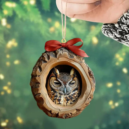 Christmas Cartoon Owl Hanging Pendants Ornament 2D Acrylic Christmas Tree Forest Animal Pendants Home Christmas Ornaments ﻿