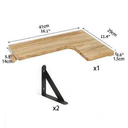 Prateleiras de Canto Flutuantes em Madeira | Design Moderno para Parede | Decoração e Arrumação