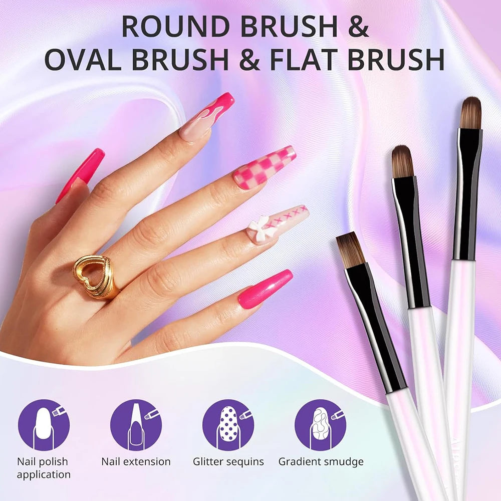 Juego de 9 pinceles para pintar uñas: herramientas profesionales para detalles y diseños