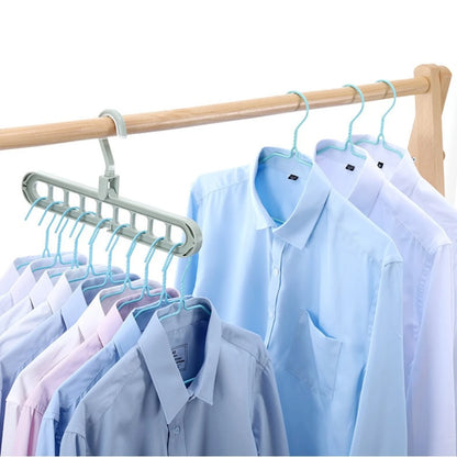 2 ou 4 Peças – Cabide Multifuncional Dobrável e Reutilizável | Suporte com Nove Orifícios para Organização de Roupas | Cabide em Plástico para Uso Doméstico – Vermelho & Verde