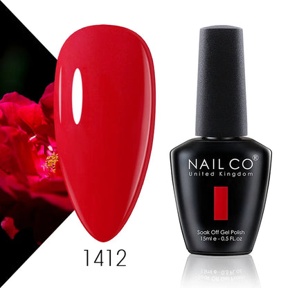 NAILCO Gel Nail Polish 15ml Dark Red Series – UV Glitter Colors Professional Semi-Permanent Manicure
