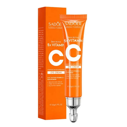 Crema para ojos con vitamina C SADOER: antiojeras, antibolsas, hidratante, iluminadora, reafirmante y cuidado para los ojos.