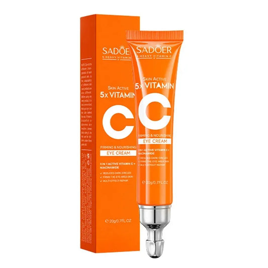 Crema para ojos con vitamina C SADOER: antiojeras, antibolsas, hidratante, iluminadora, reafirmante y cuidado para los ojos.