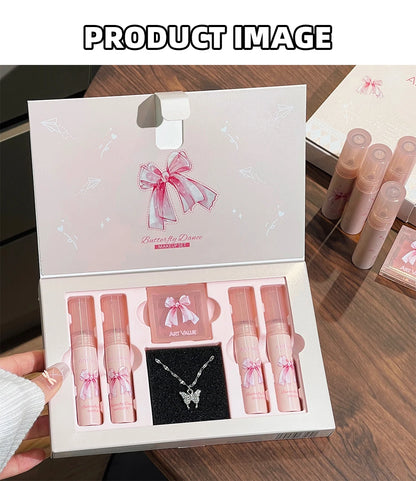 Conjunto de Batons Mate 6 Peças - Kit Maquilhagem Lábios Veludo Nude com Blush e Colar Presente