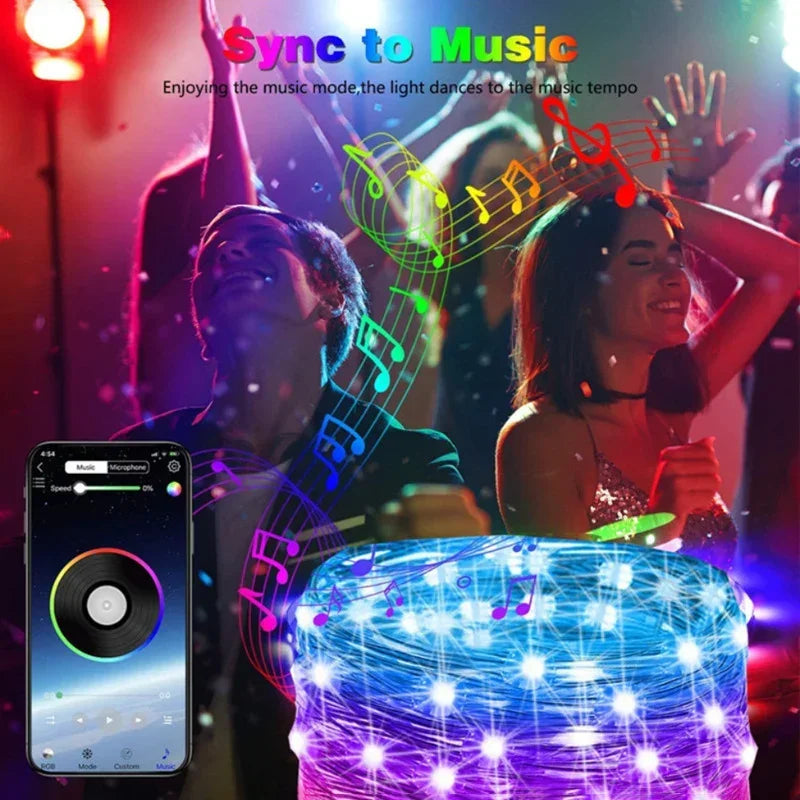Faixa LED RGB 20M com Sincronização Musical - Controlo App e Remoto para Decoração