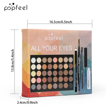 Kit Maquilhagem Olhos POPFEEL - Paleta Sombras e Acessórios