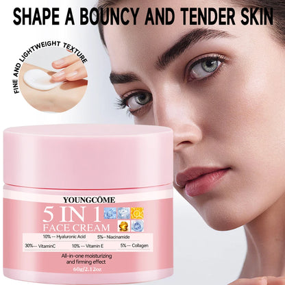 Kit Sérum Creme 5 em 1 Anti-Idade - Clareamento Rugas Firmeza Poros Hidratação Facial