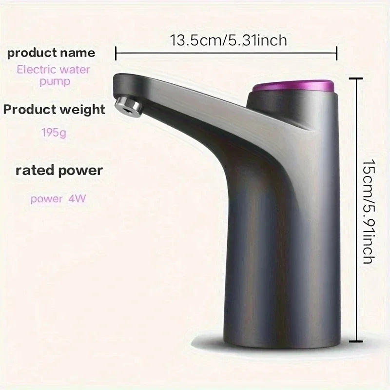 Bomba de Água Elétrica USB Recarregável | Dispensador Automático para Garrafão | Sem Fios Portátil