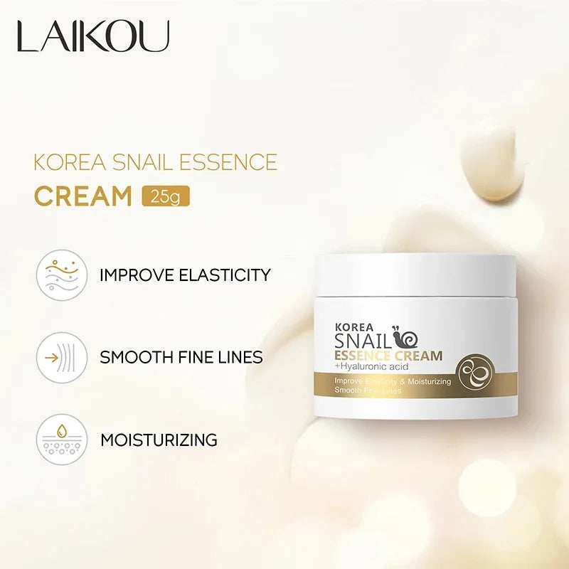 Crema facial antiedad LAIKOU de caracol 25 g: hidratante, reafirmante, antiarrugas, líneas finas y reparadora.