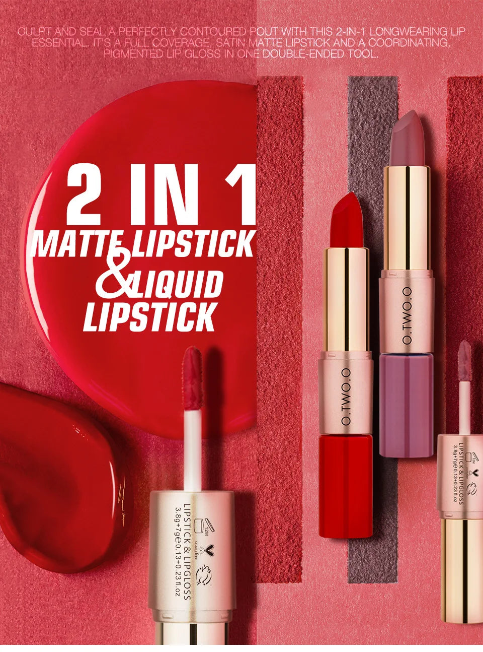 Batom 2 em 1 Matte e Gloss 12 Cores