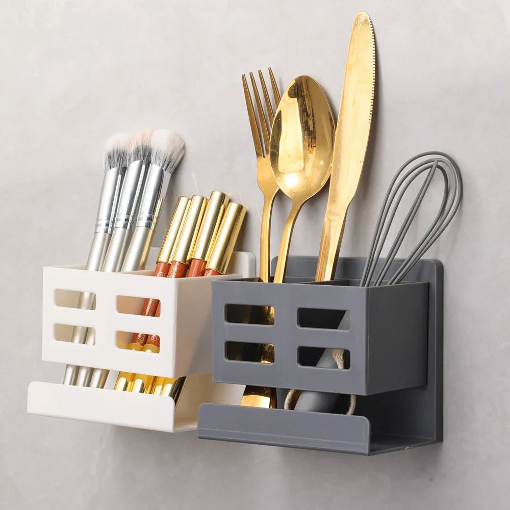 Novo Organizador Multifuncional para Lavatório – Instalação Sem Furos | Suporte de Parede para Escovas de Dentes, Barbeador e Acessórios de Casa de Banho