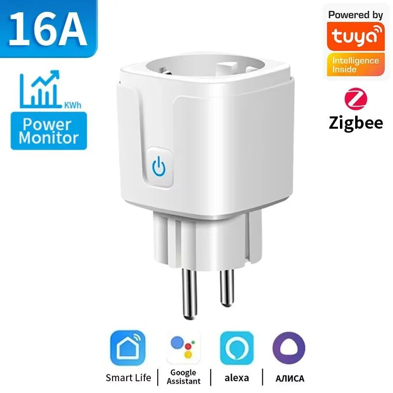 Tuya TNCE Smart Plug WiFi / Zigbee 3.0 – EU Standard 16A / 20A | Energy Monitoring, Timer, Voice Control | Alexa Compatible