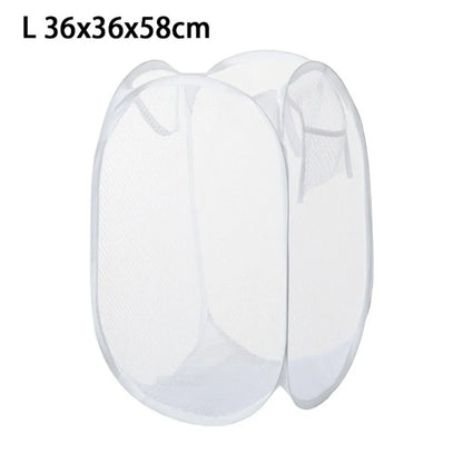 Cesto de Roupa Suja Dobrável em Malha – Grande Capacidade | Cesto Respirável para Lavandaria, Casa de Banho e Organização Doméstica