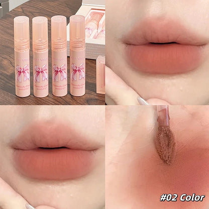 Conjunto de Batons Mate 6 Peças - Kit Maquilhagem Lábios Veludo Nude com Blush e Colar Presente