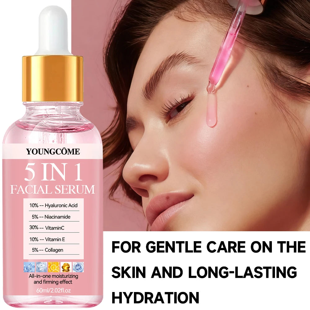 Kit Sérum Creme 5 em 1 Anti-Idade - Clareamento Rugas Firmeza Poros Hidratação Facial