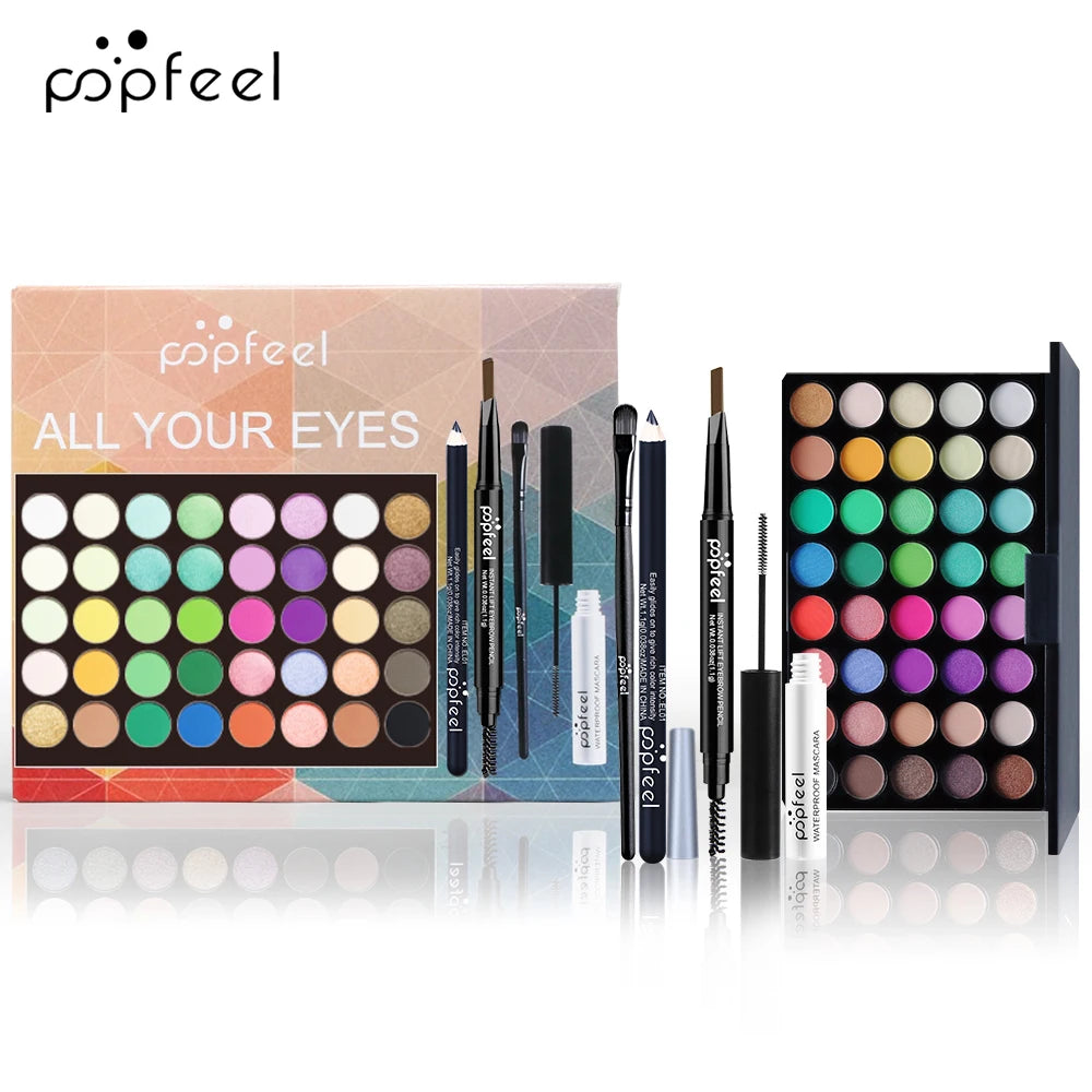 Kit Maquilhagem Olhos POPFEEL - Paleta Sombras e Acessórios