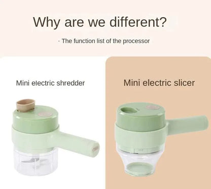 Comparison of green mini electric shredder and mini electric slicer kitchen appliances