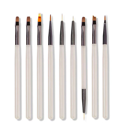 Juego de 9 pinceles para pintar uñas: herramientas profesionales para detalles y diseños