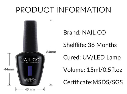 NAILCO Gel Nail Polish 15ml UV/LED Hema/TPO Free – Professional Semi-Permanent Base and Top Coat