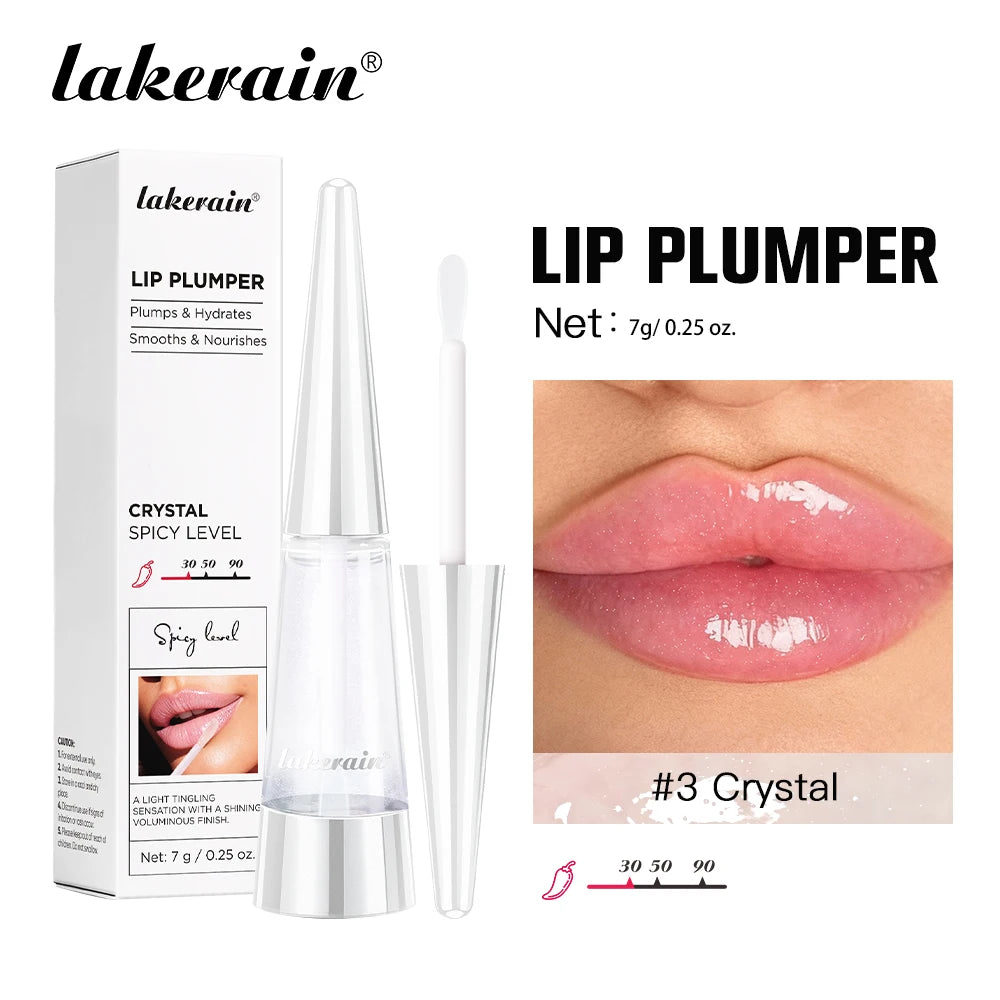 Brillo labial voluminizador Lakerain: hidratación profunda, nutrición duradera, brillo intenso, acabado voluminoso, líquido hidratante.